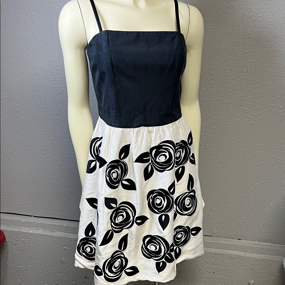White House Black Market Black and White Floral Fit-and-Flare Dress